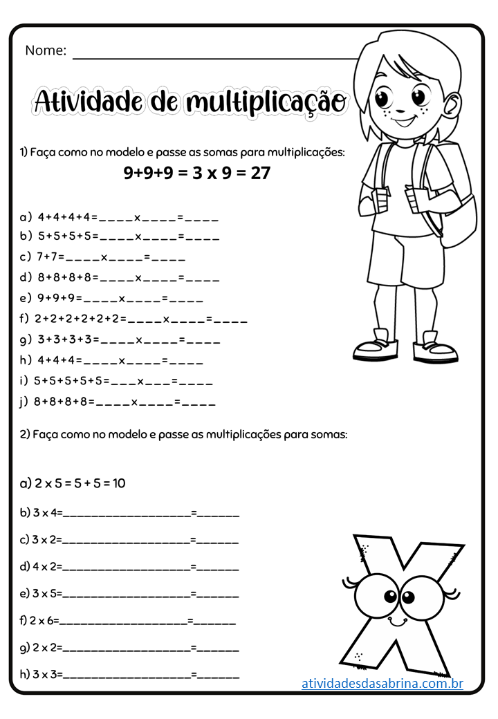 Atividades de multiplicação em pdf