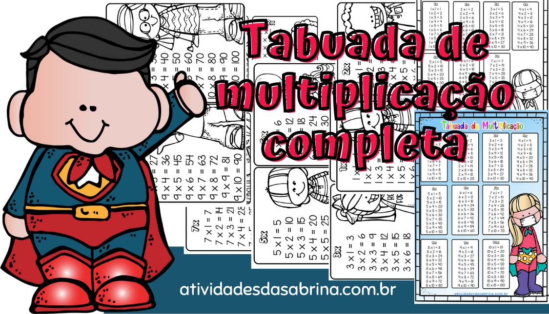 Tabuada de multiplicação completa - 1 à 10