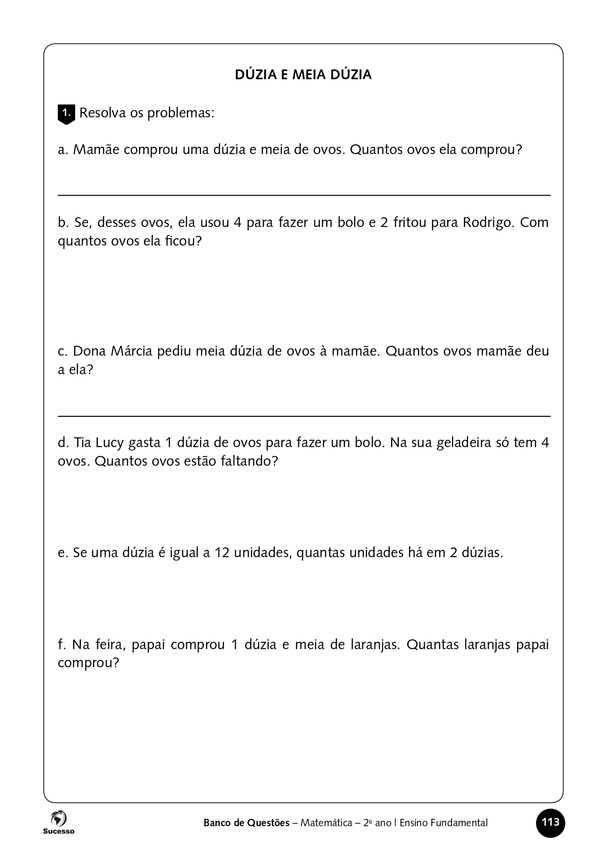 112 Atividades de Matemática para 1º ano