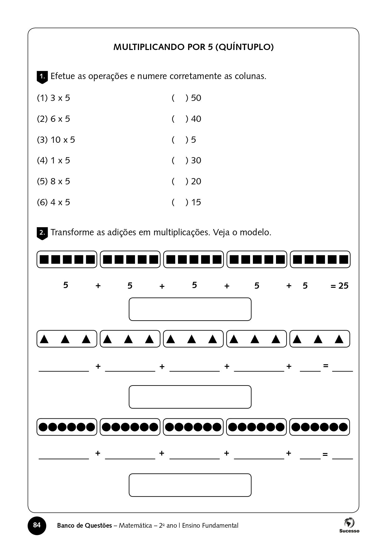 Atividades de Matemática para o 2º Ano sobre Multiplicação