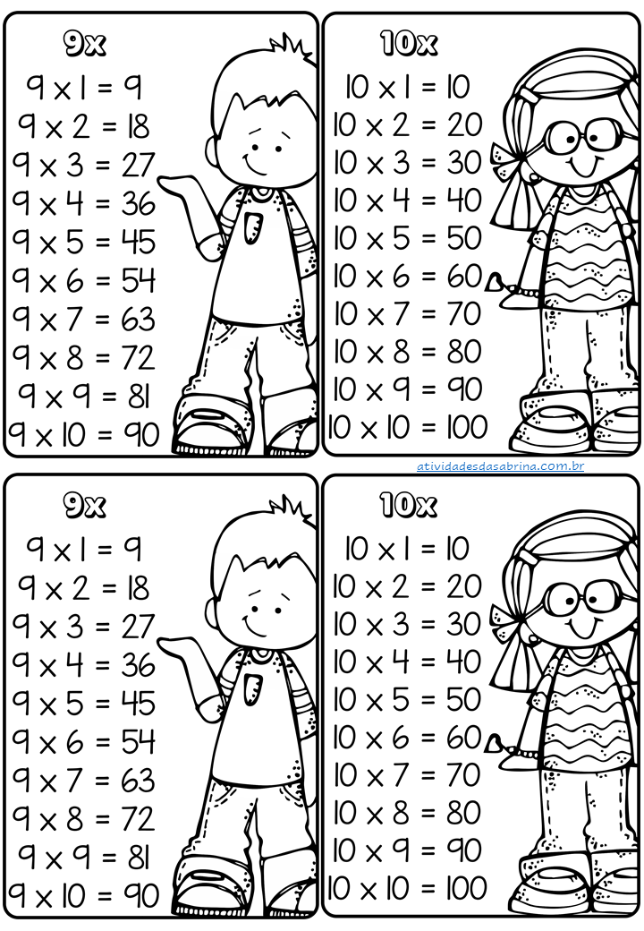 complete a tabuada  Tabuada, Tabuada de multiplicar, Tabuada de  multiplicação