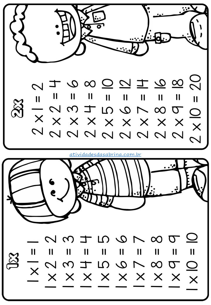 Menu das Tabuadas de Multiplicação em PDF > aMath