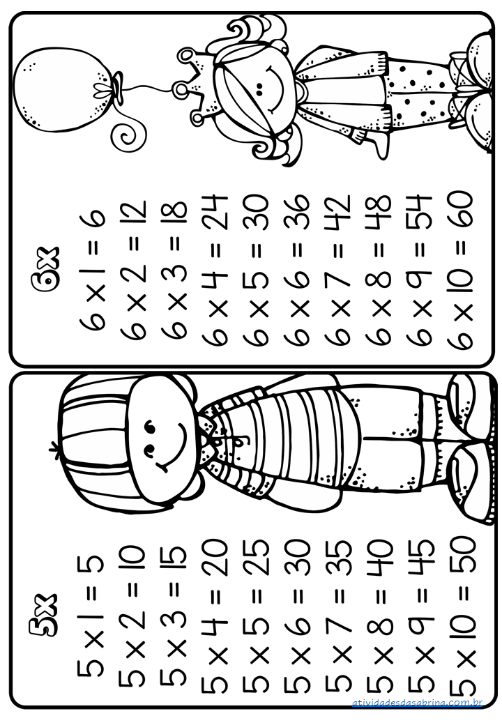 Tabuada de Multiplicacao para Imprimir