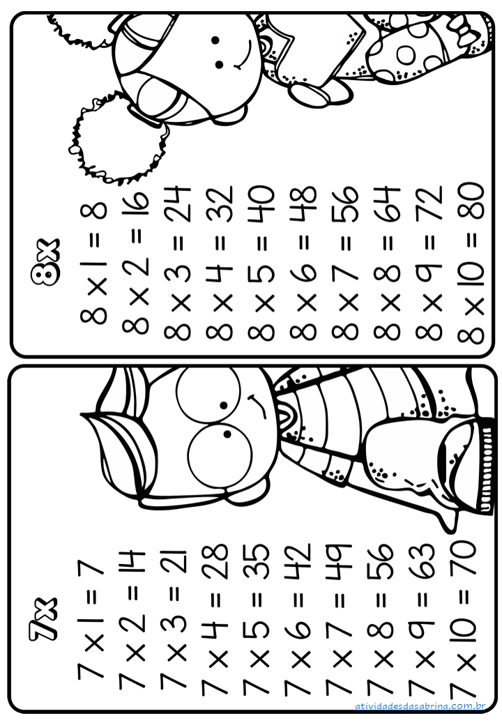 Menu das Tabuadas de Multiplicação em PDF > aMath