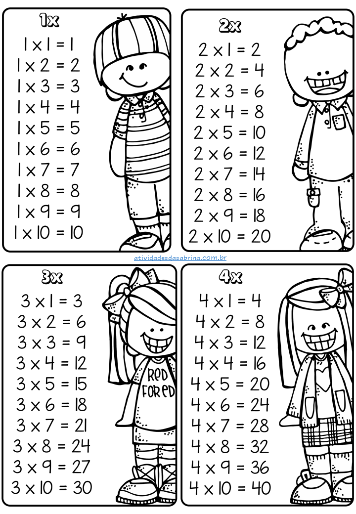 Menu das Tabuadas de Multiplicação em PDF > aMath