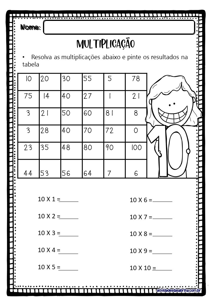 Atividades Escolares: Multiplicação