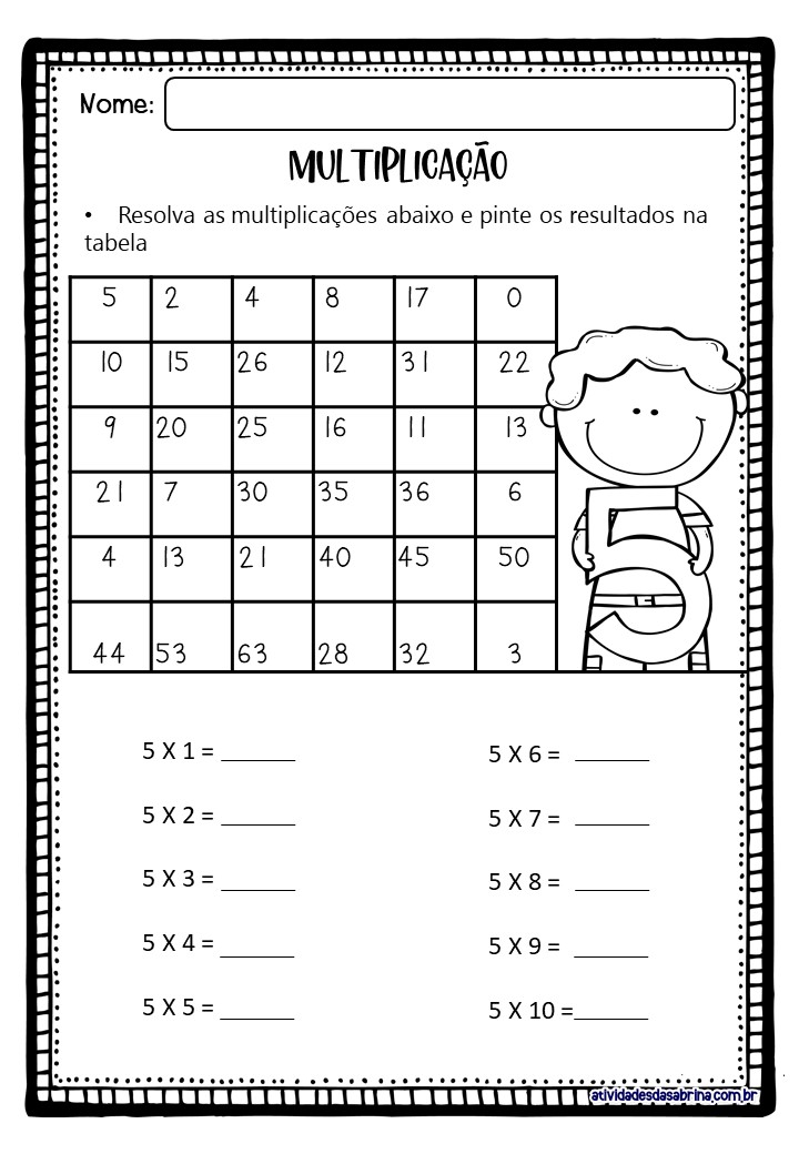 Exercícios de Multiplicação para o Ensino Fundamental