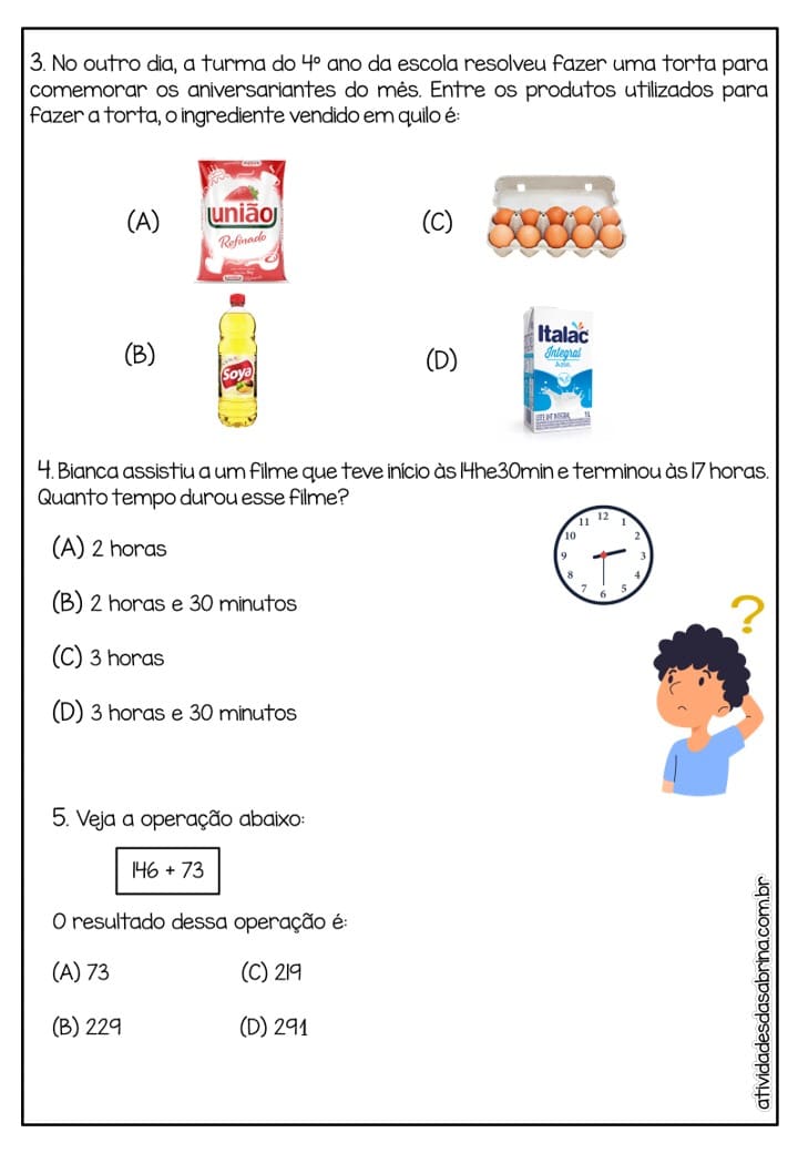 2 Prova de Matemática 4º Ano Suely