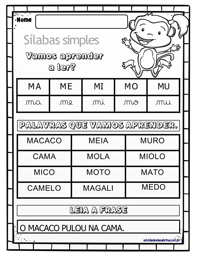 FICHAS DE LEITURA - PALAVRAS SIMPLES